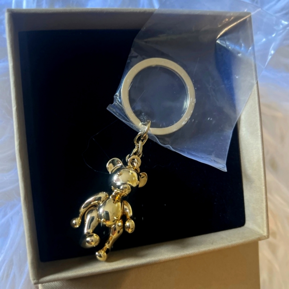 NEW Burberry Gold Bear Charm keychain